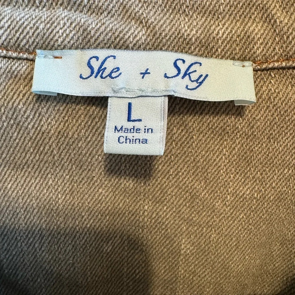 She + Sky Cropped Denim Jacket Sz L - Picture 5 of 10